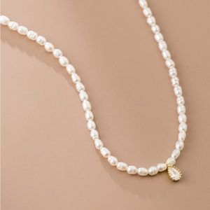 925 Sterling Silver Imitation Pearl Round Minimalist Necklace